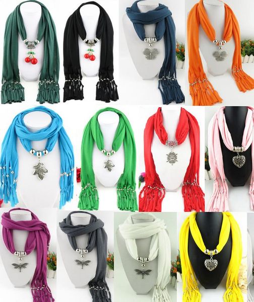 

heart snow cherry butterfly dragonfly shape pendant scarf jewelry with beads mixed 53 design colorful scarves charms cross necklace, Blue;gray