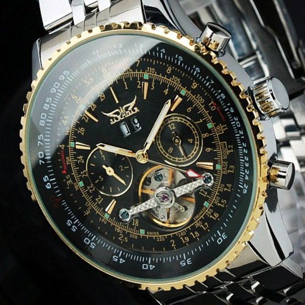 

classic bezel military black face watch luxury swiss men automatic day/month mechanical tourbillon dive big stainless steel watches 50mm, Slivery;brown