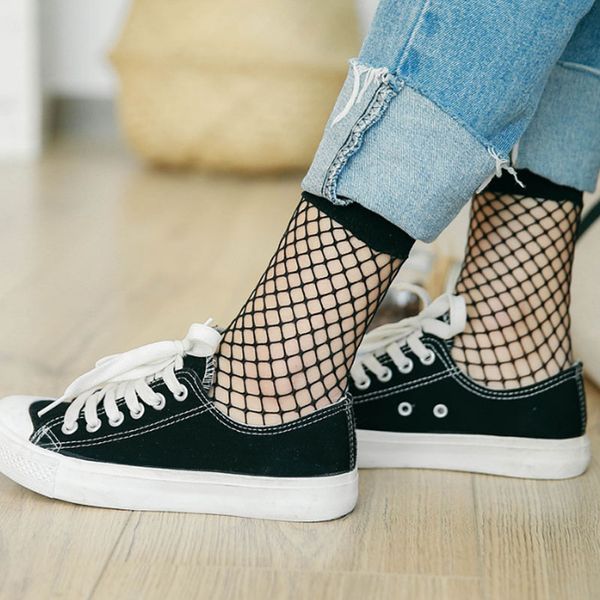 

fashion harajuku solid black breathable fishnet socks cool female nets socks mesh women ladies girls high heels sox, Black;white