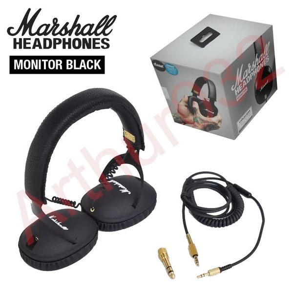 

marshall monitor foldable headphones with mic leather noise cancelling deep bass stereo earphones monitor dj hi-fi headphone phone headset