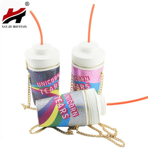 

wholesale- novelty designer handbags unicorn tears bag women personalized drink soda bottle shoulder bag