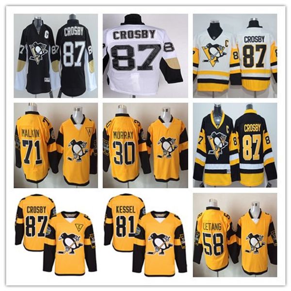 

stadium series 2017 pittsburgh penguins hockey jerseys 87 sidney crosby 30 matt murray 58 kris letang 71 evgeni malkin jersey yellow black, Black;red