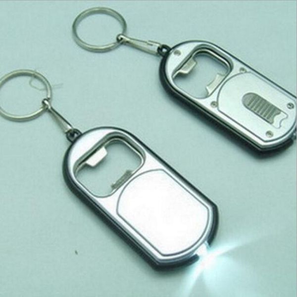 

3 in 1 led flashlight torch keychain with beer bottle opener key ring chain keyring kitchen tools accessories 3*6.5cm