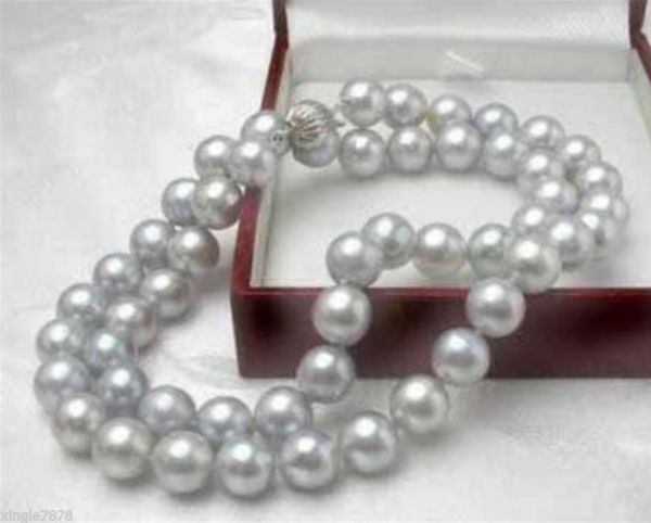 

new 8mm gray akoya cultured shell pearl necklace 18inch, Silver