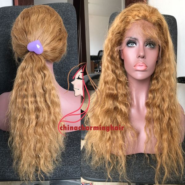 Honey Blonde Natural Wave Full Lace Wig With Baby Hair Adjustable