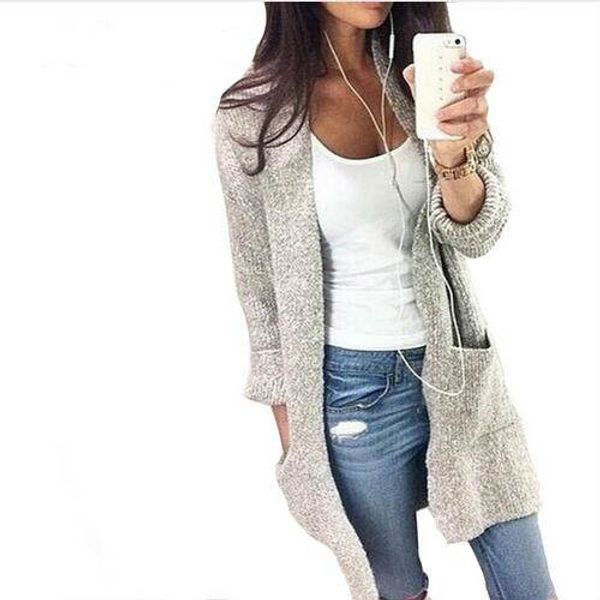 

wholesale- 2017 autumn winter fashion women long sleeve loose knitting cardigan cardigan sweater womens knitted female cardigan pull femme, White;black