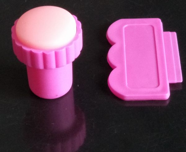 

20pcs diy stamping nail art stamper + scraper for nail tips beauty pink nail art templates, White