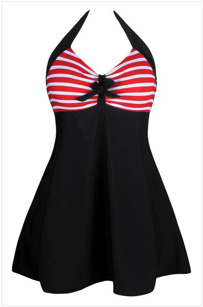 

women's vintage straps halter tankini swimsuit one-piece swimwear size:s  l xl xxl dlm41923, White;black
