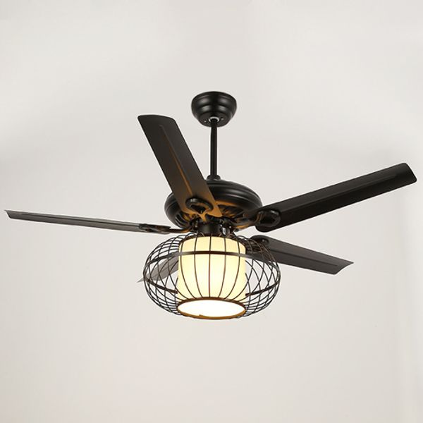 2019 Retro Iron Black Lantern Creative Led Ceiling Fans Lights 48 Inches 124 Cm 5 Blades Mute Energy Saving Led Ceiling Fan With Remote Control From