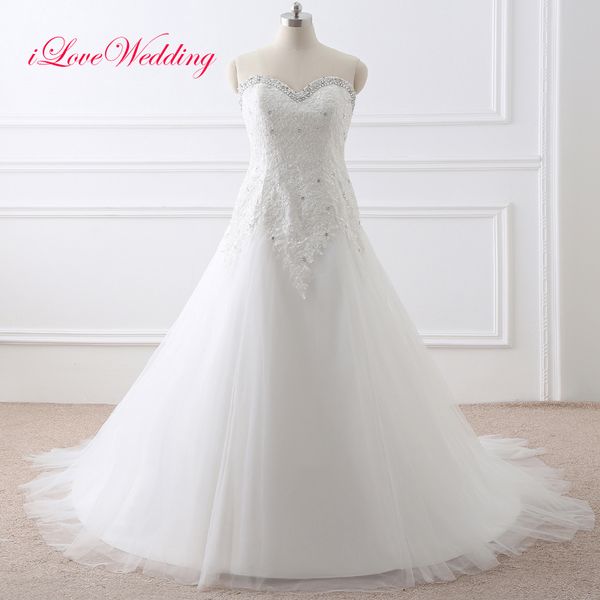 

2017 plus size wedding dresses for brides with off shoulder custom made crystals bridal gowns lace appliqued beaded vestidos de novia, White