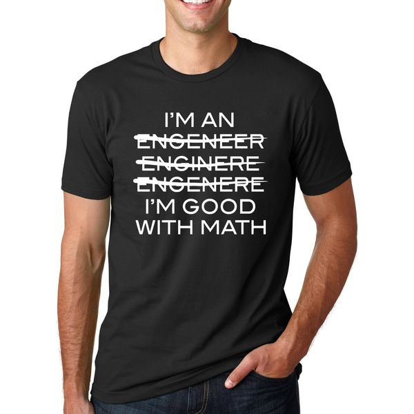 

wholesale- i'm an engineer funny printed 2017 summer style t-shirts fashion streetwear hip-hop tees men's short sleeve o-neck, White;black