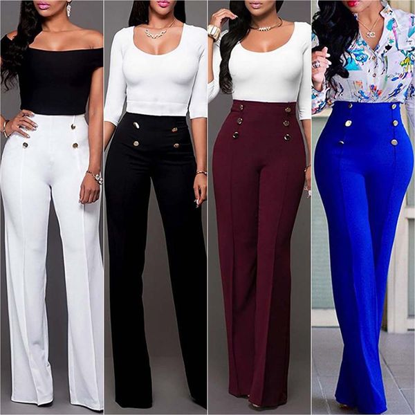 

Ladies Fashion Women High Waist Flare Wide Leg Long Casual Pants Palazzo Trousers