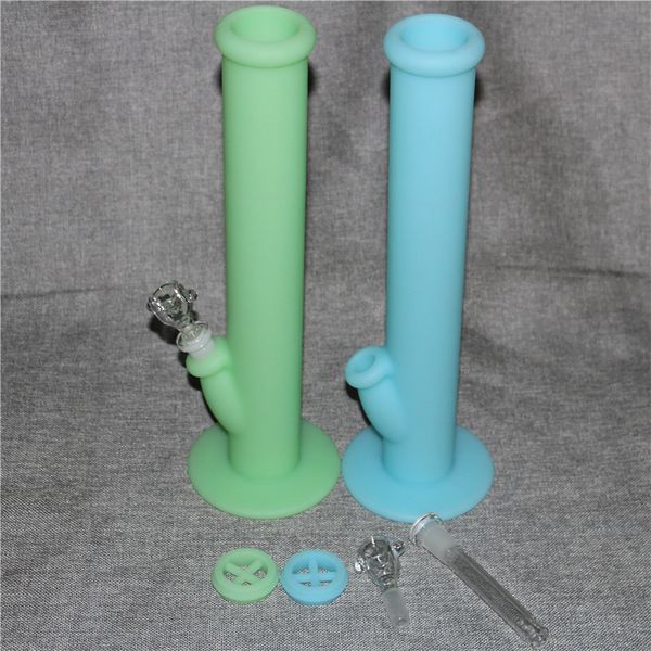 Brilho no escuro Silicone Bongos Tubos De Água Bongos De Vidro Herbal Dab Oil Rig Tubulações De Água Bongos De Vidro Colorido tubo de água de silicone