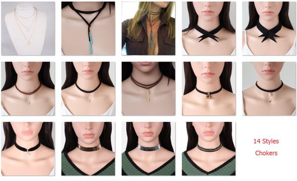 2017 Mais Quente Gargantilha Europeia e Americana gótico em forma de coração colares gargantilhas colares de caxemira declaração Coreano 14 modelos