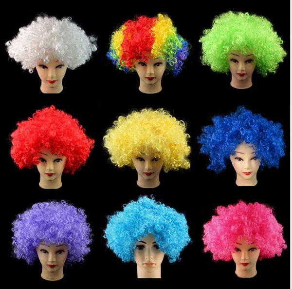 Party Perücken Regenbogen Afro Haarstück Erwachsene Kostüm -Fußball -Fan -Perücken Halloween Weihnachten farbenfrohe Explosion Head Perücken