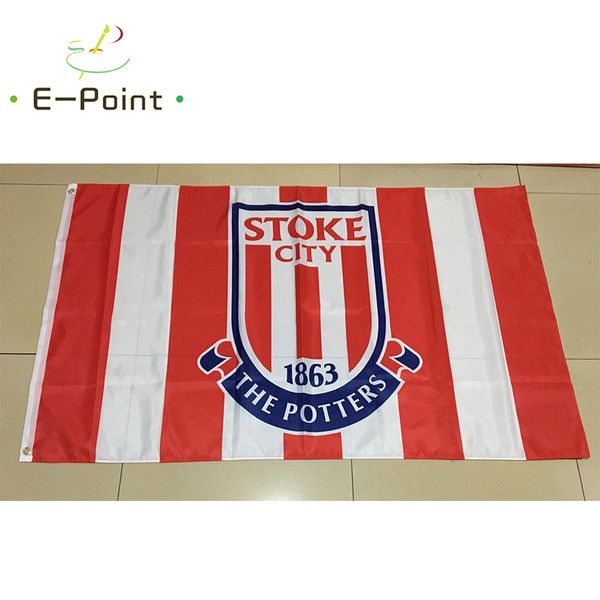 Inglaterra Stoke City FC 3 * 5 pés (90 cm * 150 cm) Bandeira de poliéster EPL Decoração de banner bandeira de jardim de casa voando Presentes festivos