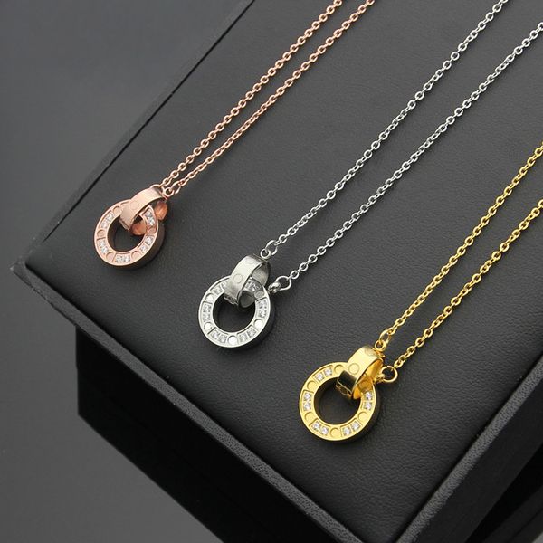 

titanium steel jewelry size double ring nail pattern with drill necklace couple size within the double ring necklace rose gold pendant, Silver
