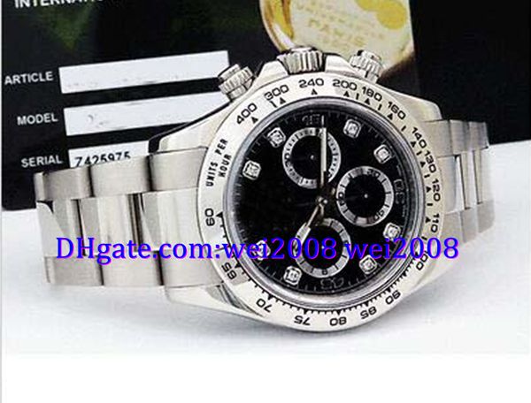 

Luxury watch free box 116509 18kt White Gold Black Diamond Dial