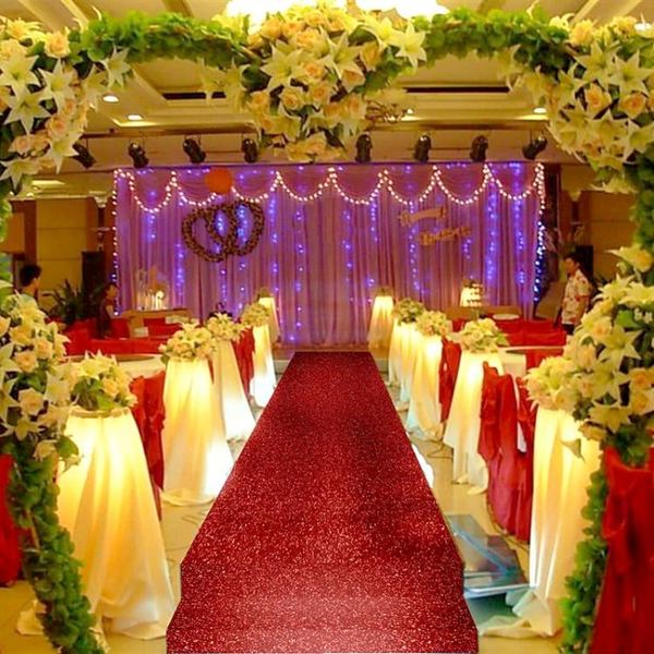 Shiny Red Wedding Decor Pearlescent Carpet Aisle Runner For