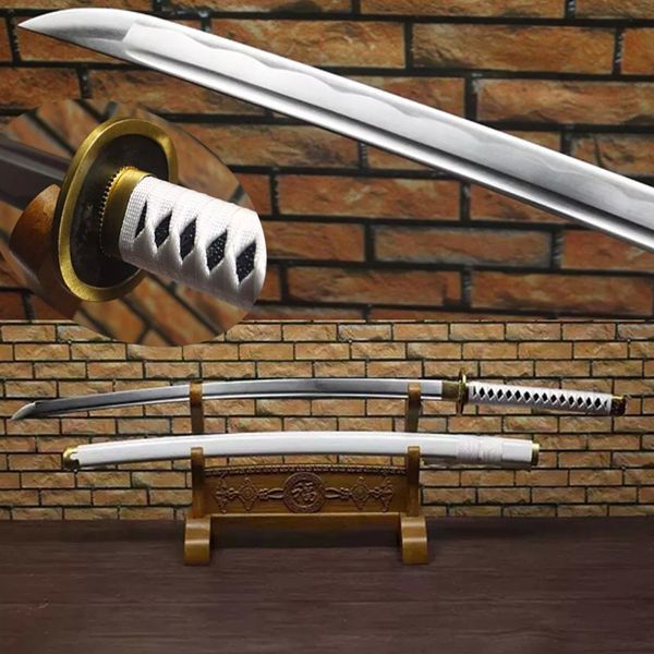 

бесплатная доставка ручной работы 1045carbon стали one piece roronoa zoro меч meitou вадо ichimonji катана резкость питания
