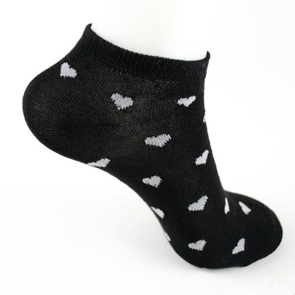 

wholesale- winter ankle socks solid boat socks love heart printed fashion women cotton casual short socks meias feminina ing, Black;white