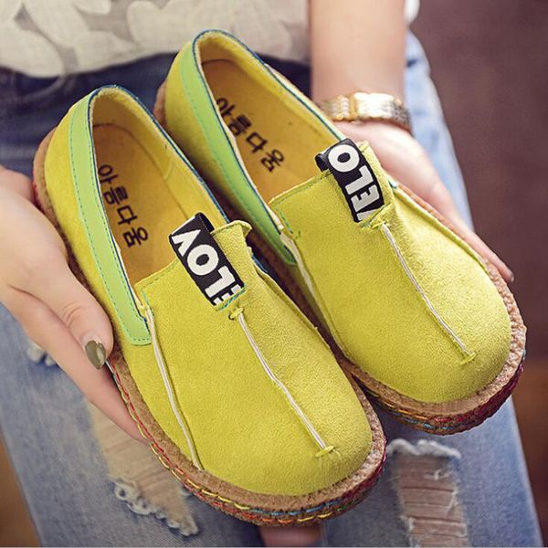 

Женщины мокасины обувь дамы квартиры обувь из натуральной кожи Comforable обуви Женщины Повседневная один обувь желтый коричневый цвета плюс размер