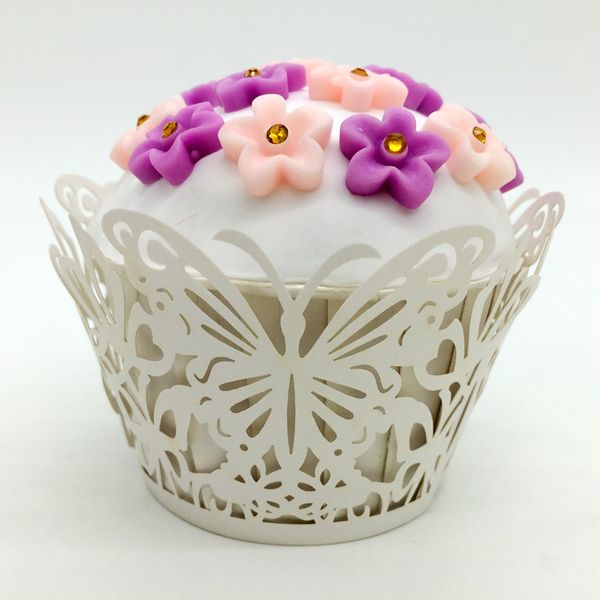 Wedding Favors Butterfly Laser Cut Lace Cream Cup Cake Wrapper