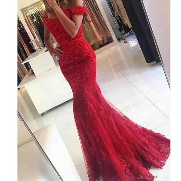 

chinese red mermaid wedding dress 2019 sash lace new open back bridal gowns formal custom made classic romantic applique off shoulder, White
