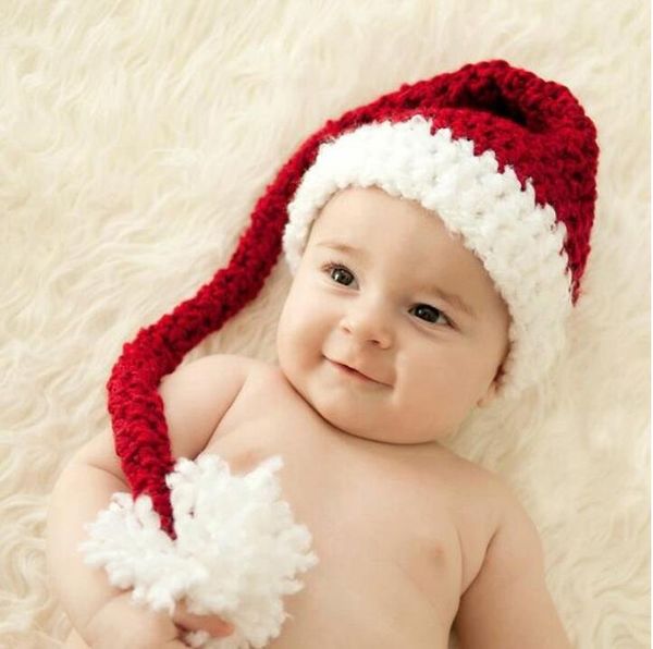 Yenidoğan Bebek Fotoğraf Dikmeler Kış Şapka Erkekler Kızlar Sevimli Hediye Bebek Kız Erkek Uzun Kuyruk Beanie Yün Noel Şapkası