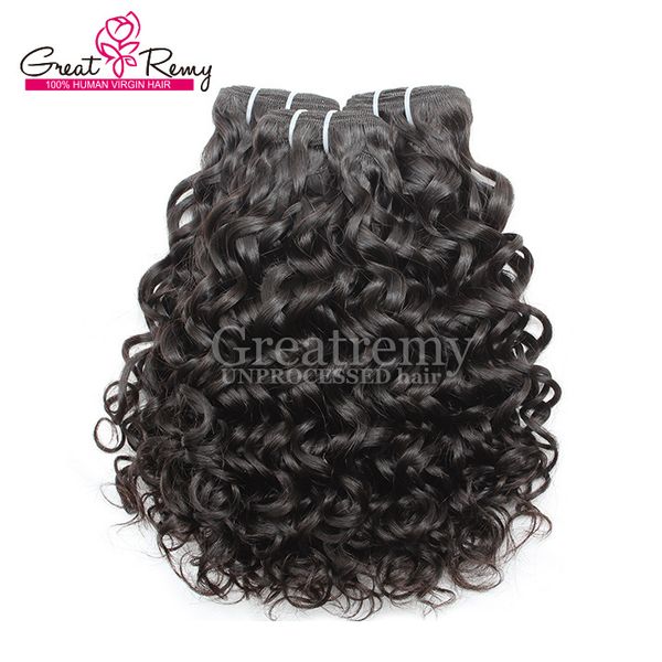 

greatremyÂ® 8a water wave brazilian hair extension big curly 100% unprocessed virgin human hair bundle 3pcs/lot dyeable ocean hair weave weft, Black