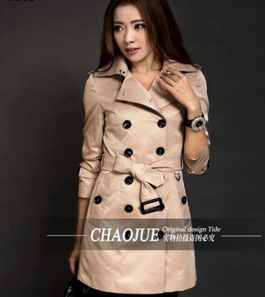 

women in the spring and autumn period and the han edition boutique new england elegant long trench coat of big yards / s-4xl, Black