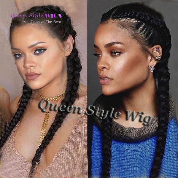 Grosshandel Promi Rihanna Double Dutch Zopfe Frisur Lace Front Perucke Twin Zopfe Lace Front Full Lace Perucken Fur Afican Black Woman Von Tthouse2