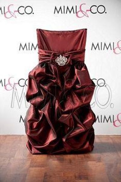 

custom made burgundy draped taffeta chair covers vintage romantic chair sashes beautiful fashion wedding decorations