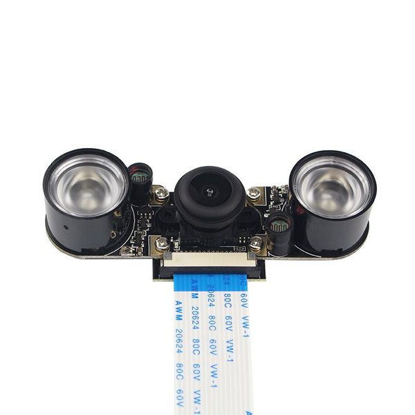 Бесплатная доставка Raspberry Pi 3 ночного видения камеры широкоугольный рыбий глаз 5 м пикселей 1080P камеры + 2 инфракрасный ИК свет