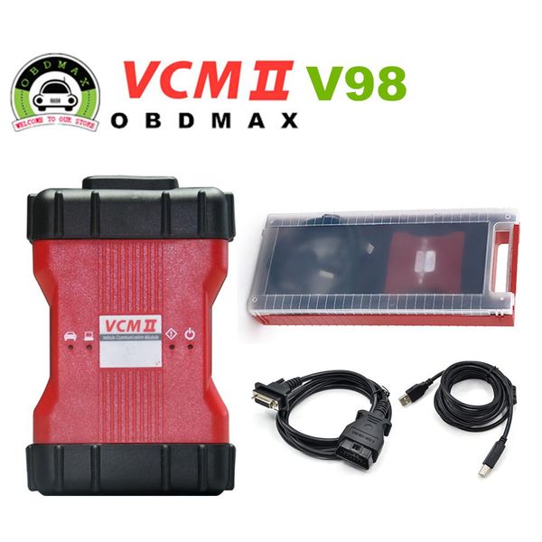 

V98 VCM II 2 в 1 IDS диагностический инструмент для FD / Mazda VCM 2 Vcm2 OBD2 сканер один зеленый PCB 2016 Новый V98 VCM II с пластиковым чемоданом