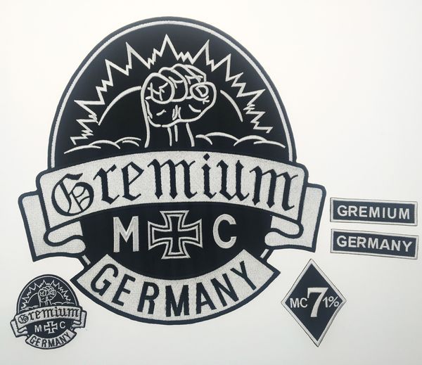 

gremium germany embroidered patches full back size patch for jacket iron on clothing biker vest patch rocker patch ing, Black
