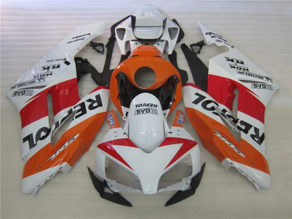 Spritzguss-Verkleidungsset für Honda CBR1000RR 04 05, weiß-orangefarbenes Verkleidungsset CBR1000RR 2004 2005 OT21