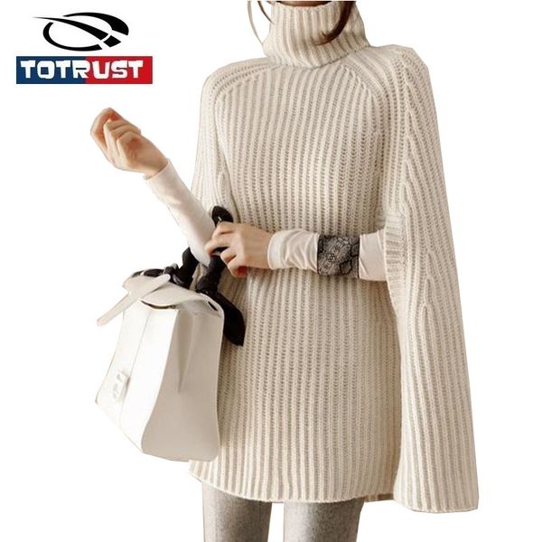 

wholesale- sweaters poncho turtleneck 2016 autumn winter fashion women pullover and sweater jumper loose oversized new split sleeve female, White;black