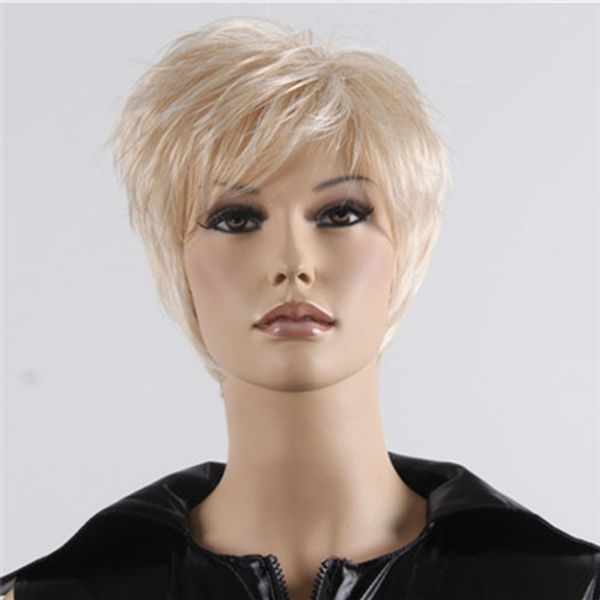

short bob straight synthetic hair wigs side bang wig for black women heat resistant blonde