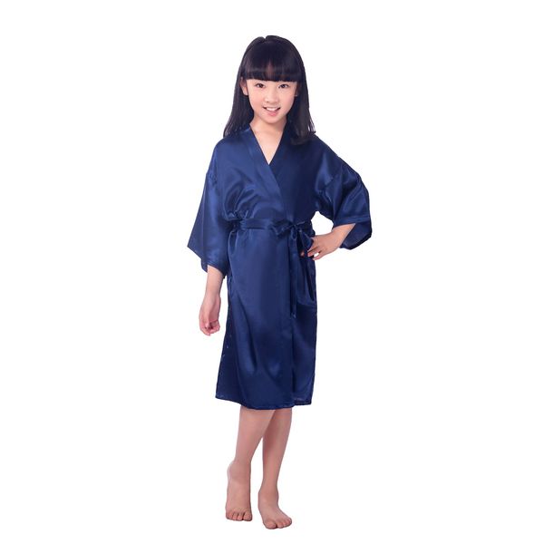 

2017 summer girls solid rayon silk robe sleepwear lingerie nightdress pajamas satin kimono gown pjs bathrobe female dress 6pcs/lot #4027, Blue;red