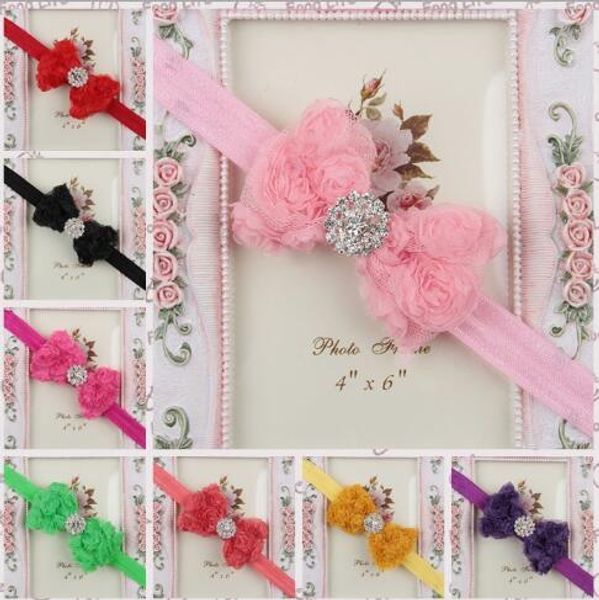 

big chiffon rose bows shabby vintage chic rosette hair bow with cz diamond boutique hair bows yh6737918806, Slivery;white