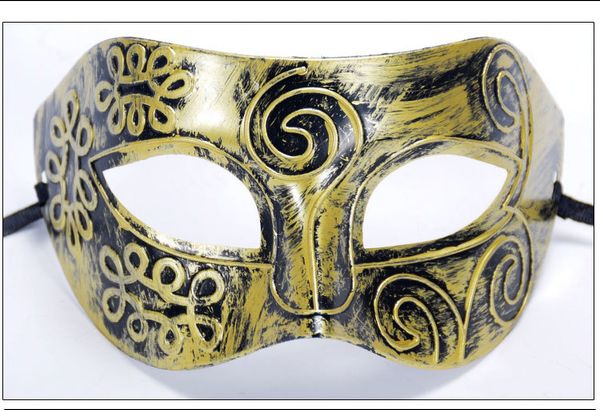 Vintage Roma Yunan Mens Yüz Maskesi DIY Kostüm Partisi Seksi Formu Masquerade Dans Parti Maskesi Peçe Sahne Antik Gümüş Altın Venedik Maskeleri