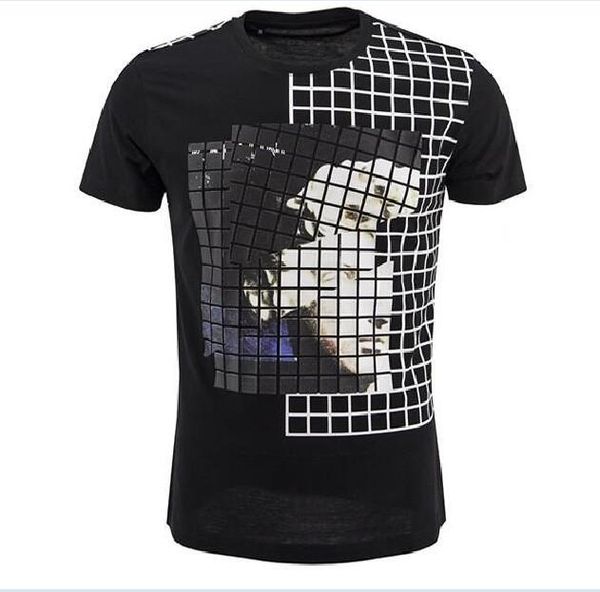 

Good quality Mens Brand clothes men's slim fit print plaid black T-Shirts short Sleeve Men plus size T-Shirt man club tshirts