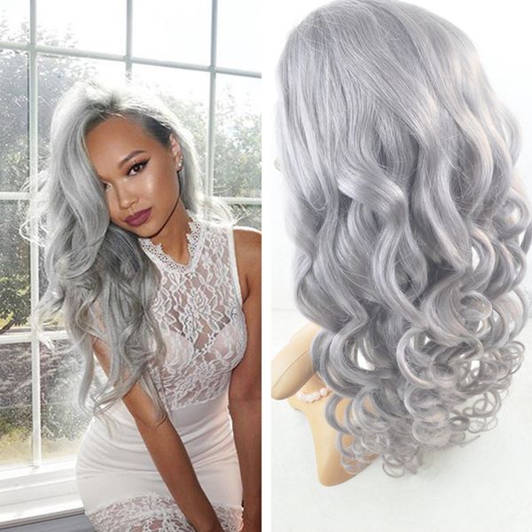 

part gray brazilian human hair glueless full lace wig with baby hair 8a sliver grey body wave lace front wigs 130% density, Black;brown