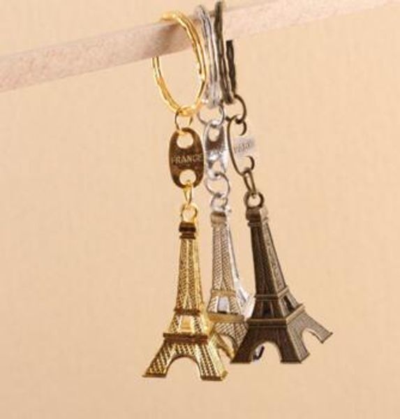 Principais Encantos Cadeia Torre Eiffel do vintage Chaveiros Moda principais presentes Pingente Car Key Anel Zakka Moda Atacado Ouro Sliver Bronze