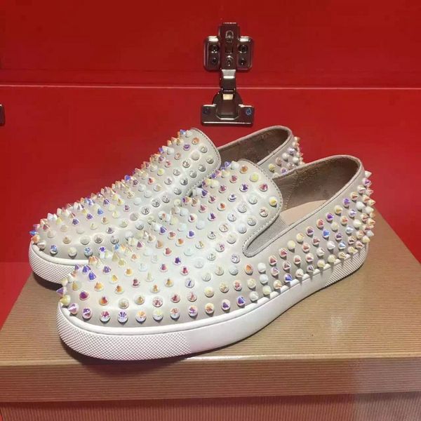 

известный бренд перл заклепки мокасины обувь красный нижняя обувь женщины, мужчины унисекс повседневная ходьба свадьба квартиры платье плать, Black