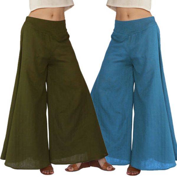 

womens casual loose wide leg trousers comfortable wide leg pants, Black;white