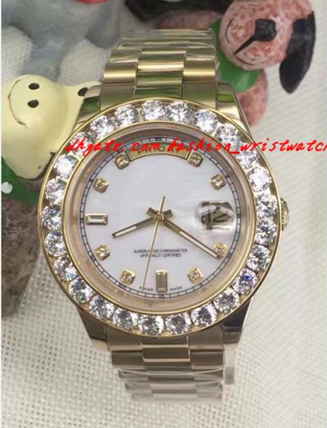 

fashion luxury wristwatch 2017 new 2 ii solid 18kt yellow gold 41mm bigger diamond watch ceramic bezel automatic men watches quality, Slivery;brown