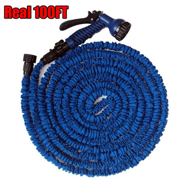 

wholesale-expendable after stretched working lenght 30m plastic connector 100ft blue green garden water hose+spray gun