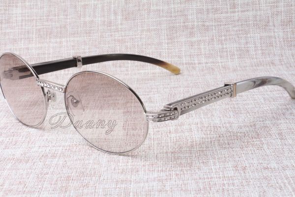 

high-end round diamond sunglasses 7550178 natural black and white angle right angle sunglasses men female eyeglasses size: 57-22-135 mm, White;black
